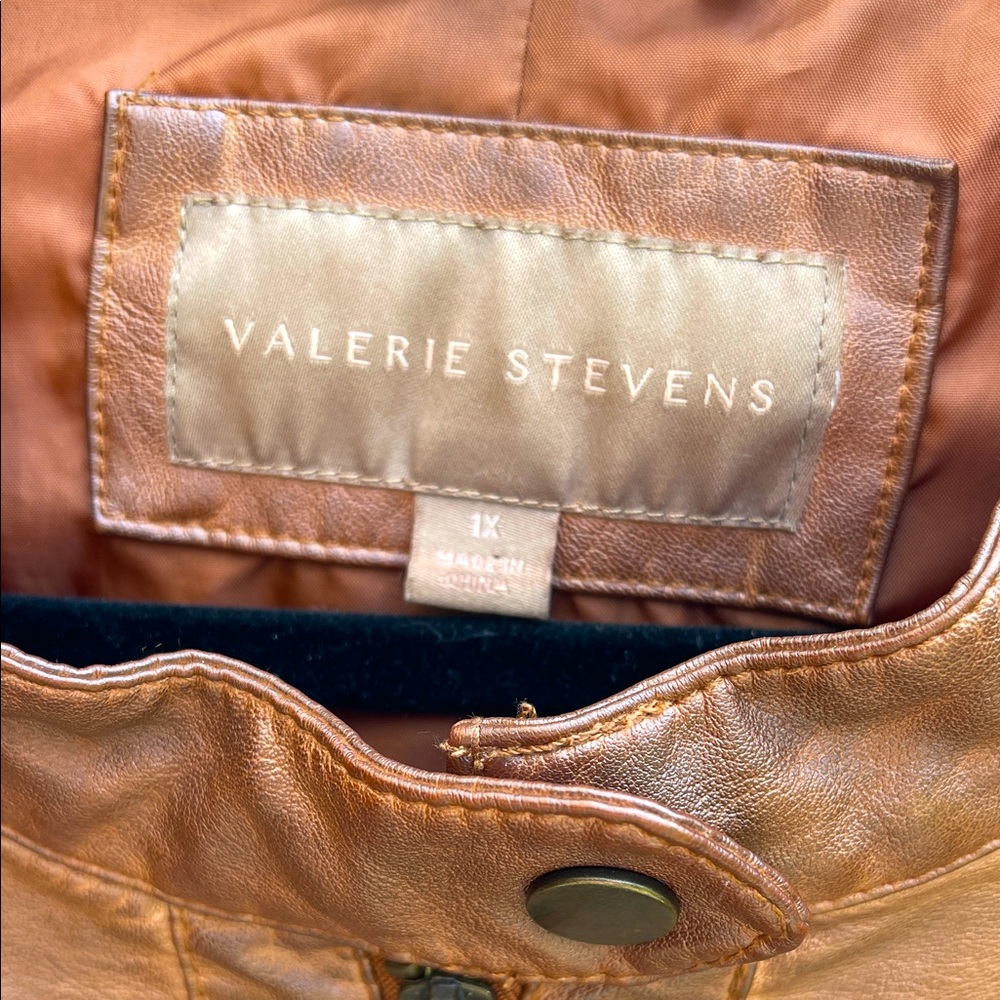Valerie Stevens Tan Faux Leather Jacket - Picture 3 of 12